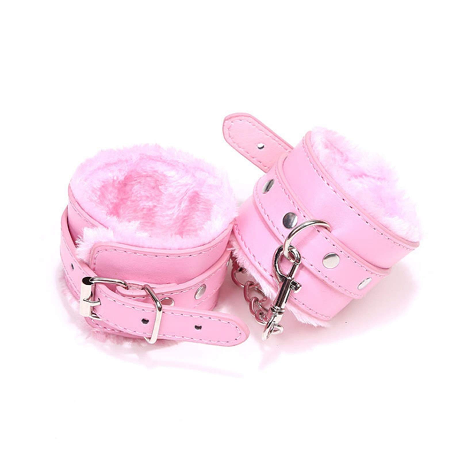 Fluffy Wrist Leather Handcuffs Bracelet - Soft Plush Lining Role Play Accessories for Couples, BDSM, Cosplay & Yoga | Detachable Exercise Bands for Home, Gym & Party Jewelry