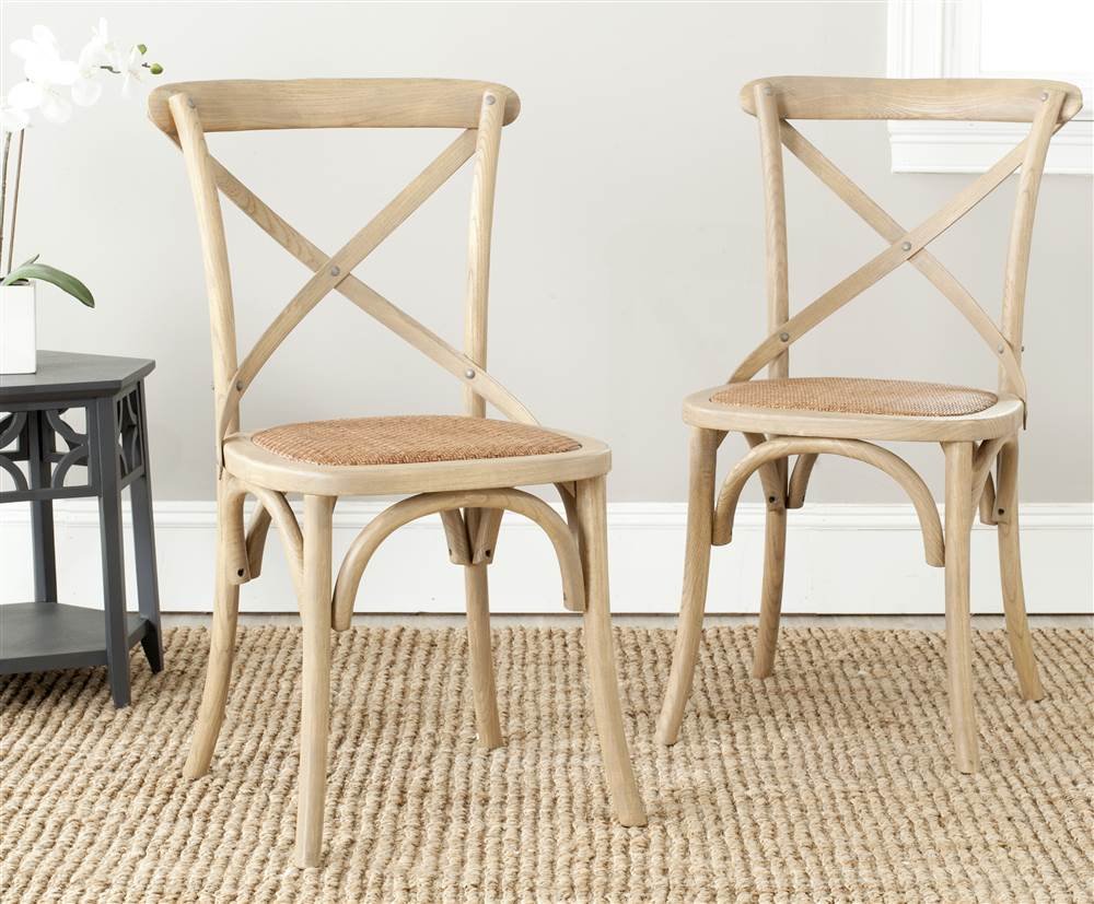 Safavieh Franklin Farmhouse X-Back Antique White Side Chair - Rustic Dining Room Accent Chair for Kitchen, Breakfast Nook & Farmhouse Decor