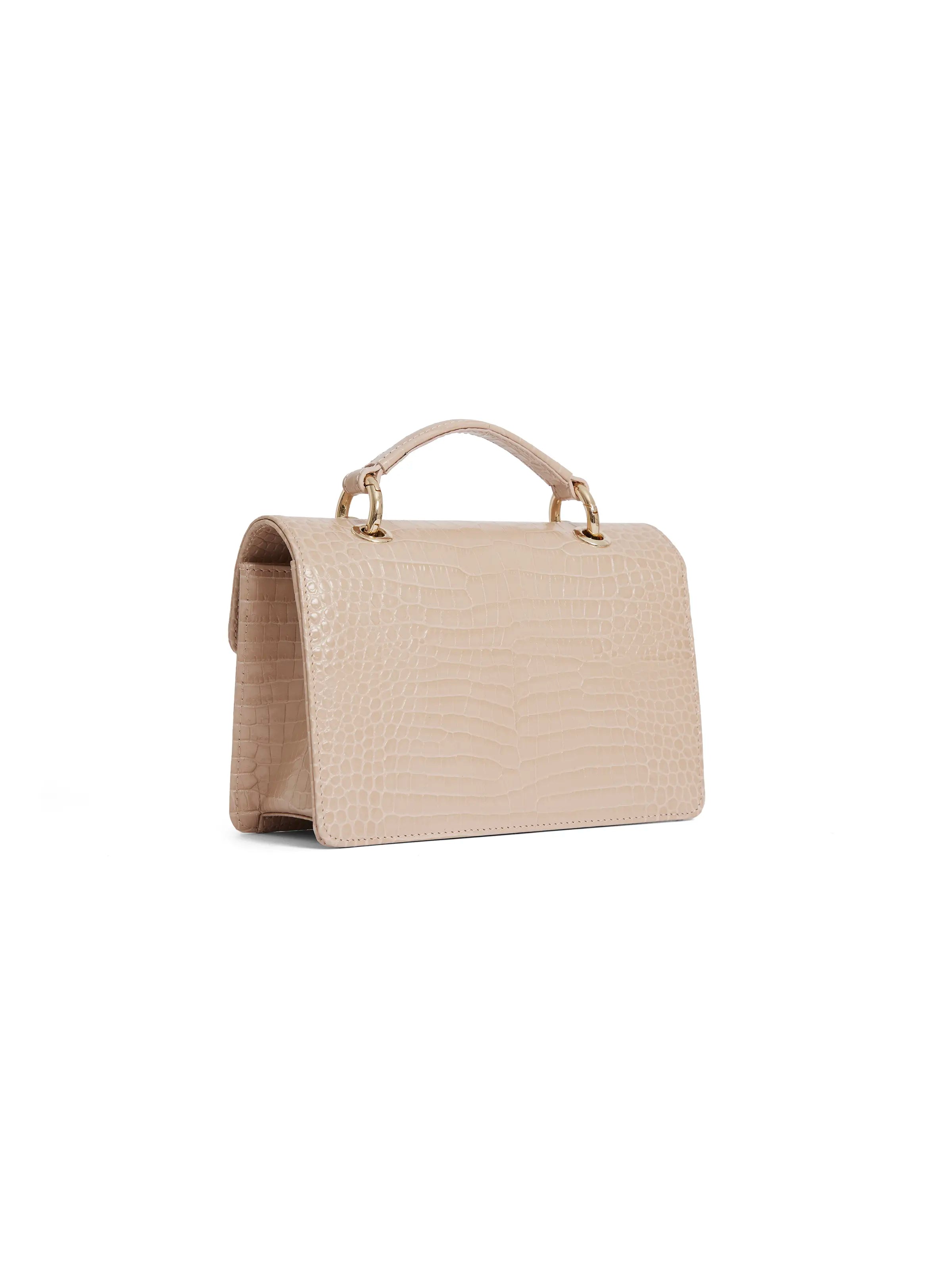 Loxley Mini Crossbody Bag - Blush Crocodile Print Leather Purse for Women | Fashion Shoulder Bag for Daily Use, Travel & Date Night