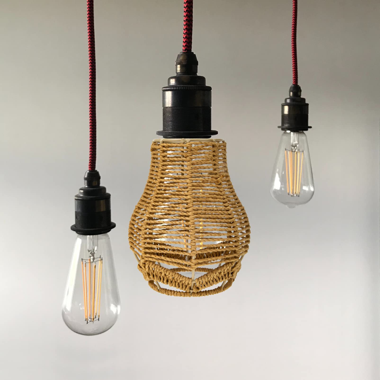 Rattan Pendant Lamp Shade - Natural Wicker Replacement Shade for Hanging Chandeliers - 6.5