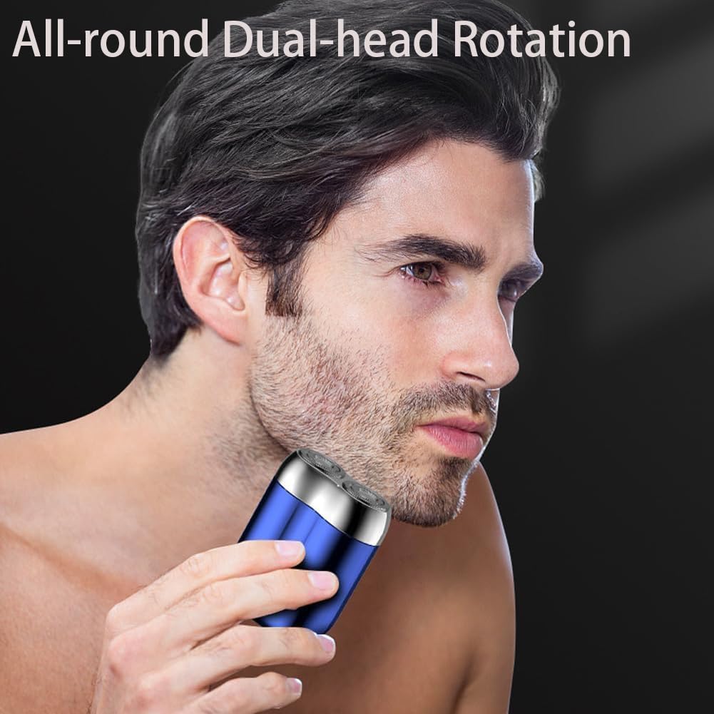 Peonly Mini Dual Head Electric Razor - Portable Rechargeable Shaver for Men & Women, Washable Double-Ring Cutter, Travel & Gym Essential (2 Pack) - Perfect for Home, Office & On-The-Go Grooming