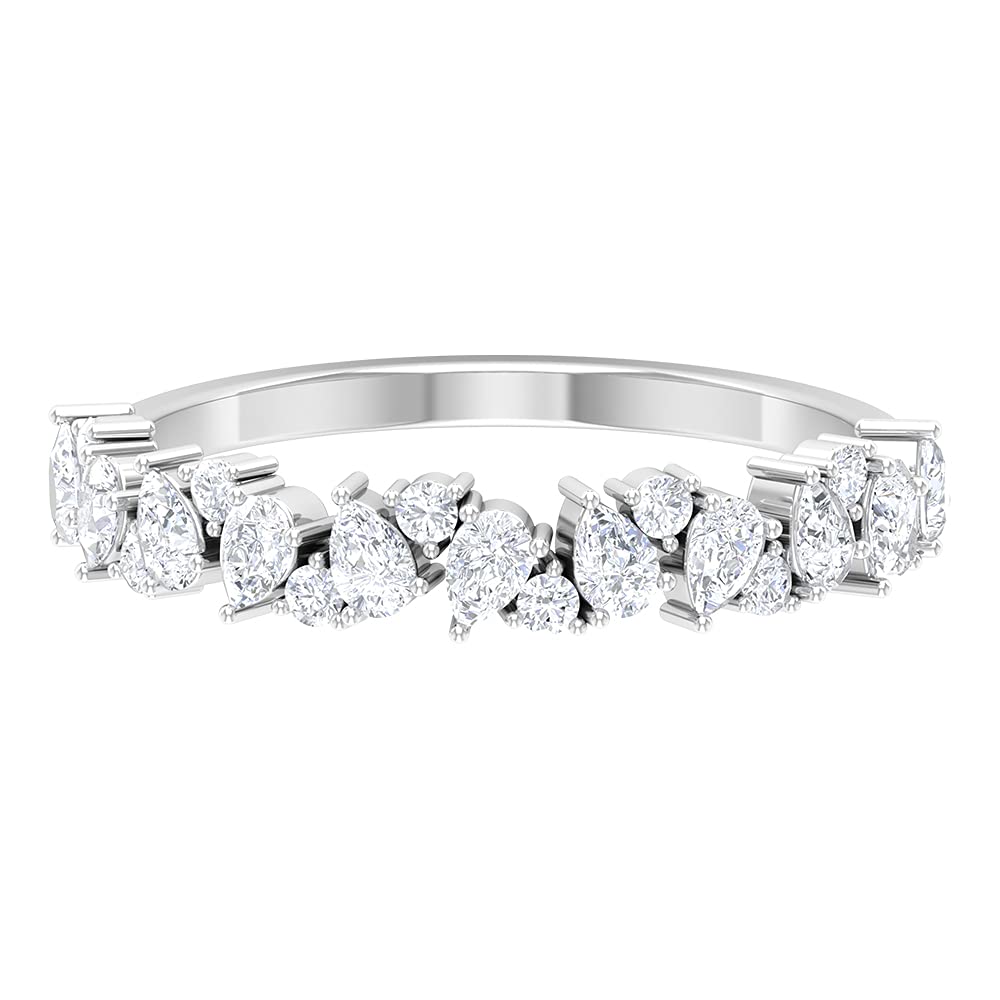 0.75 CT Diamond Semi Eternity Ring for Women - 14K Solid Gold Half Eternity Diamond Cluster Ring - Perfect for Anniversary, Engagement & Wedding Gifts