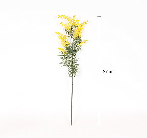 4pcs Mimosa Artificial Silk Flowers - Fake Plants Branches Spray Pudica Acacia Bouquet for Home Decor, Wedding Centerpieces & Fall Decoration (Yellow) - Perfect for Table Settings, Party Decor & Seasonal Displays
