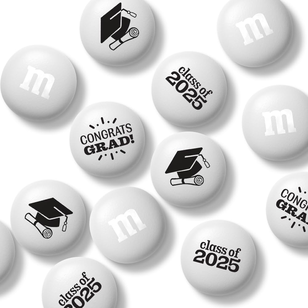 M&M'S Class of 2025 Graduation Milk Chocolate Candies - 5lb Bulk White Chocolate Candy with Printed Graduation Designs | Resealable Bag for Graduation Parties, School Events, DIY Favors & Gift Giving - Perfect for Grad Gifts, Celebration Decorations & Sweet Treats