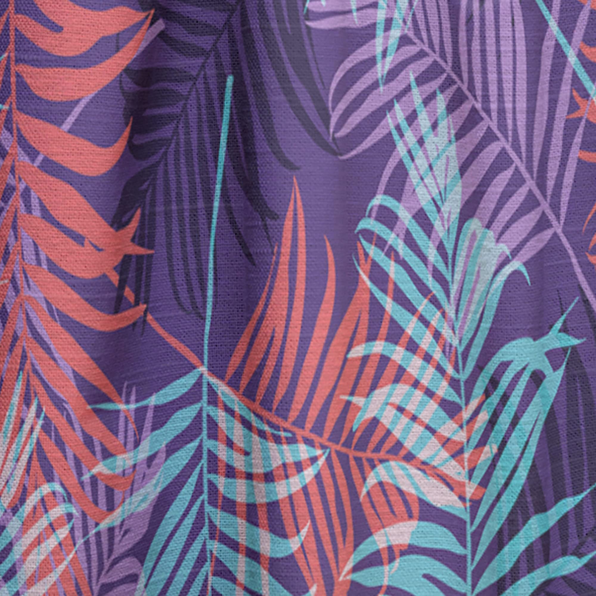 Tropical Palm Leaves Blackout Curtains 52x120 Inch - Thermal Insulated Single Panel for Bedroom & Living Room - Modern Home Decor for Tropical & Coastal Style Rooms