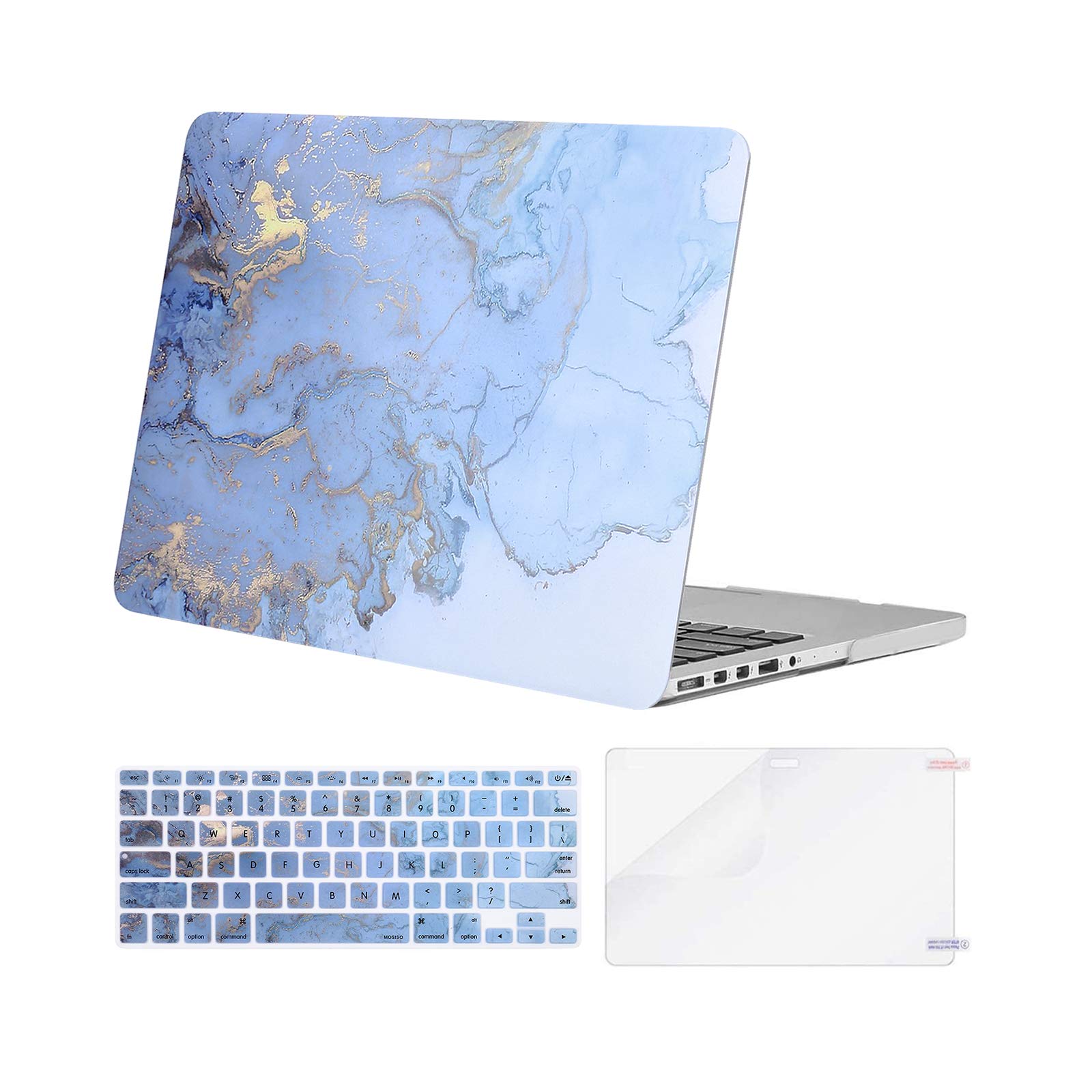 MOSISO MacBook Pro 13 inch Case (2012-2015 Models A1502/A1425) - Retina Display Protective Hard Shell Cover with Keyboard Protector & Screen Protector - Blue Marble Watercolor Design for Work, Travel & School Use