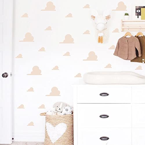 Boho Cloud Wall Decals - Scandinavian Nursery Decor, Self-Adhesive Cloud Stickers for Kids Room (Set of 15 - 5