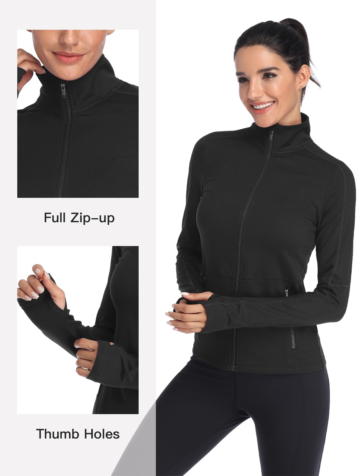 VUTRU Women's Full Zip Fleece Yoga Jacket - Lightweight Running Track Jacket for Workout & Athletic Activities - Perfect for Yoga, Gym, Jogging and Outdoor Sports