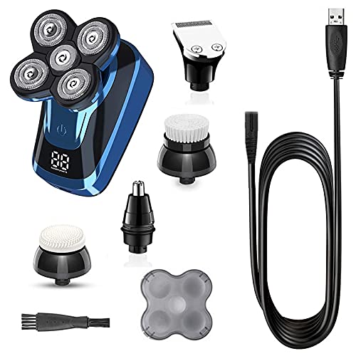 5-in-1 Electric Razor for Men - Rechargeable Wet & Dry Shaver with Rotary Blades | Beard Trimmer, Body Groomer & Bald Head Shaver Kit | Perfect for Travel, Gym & Daily Grooming
