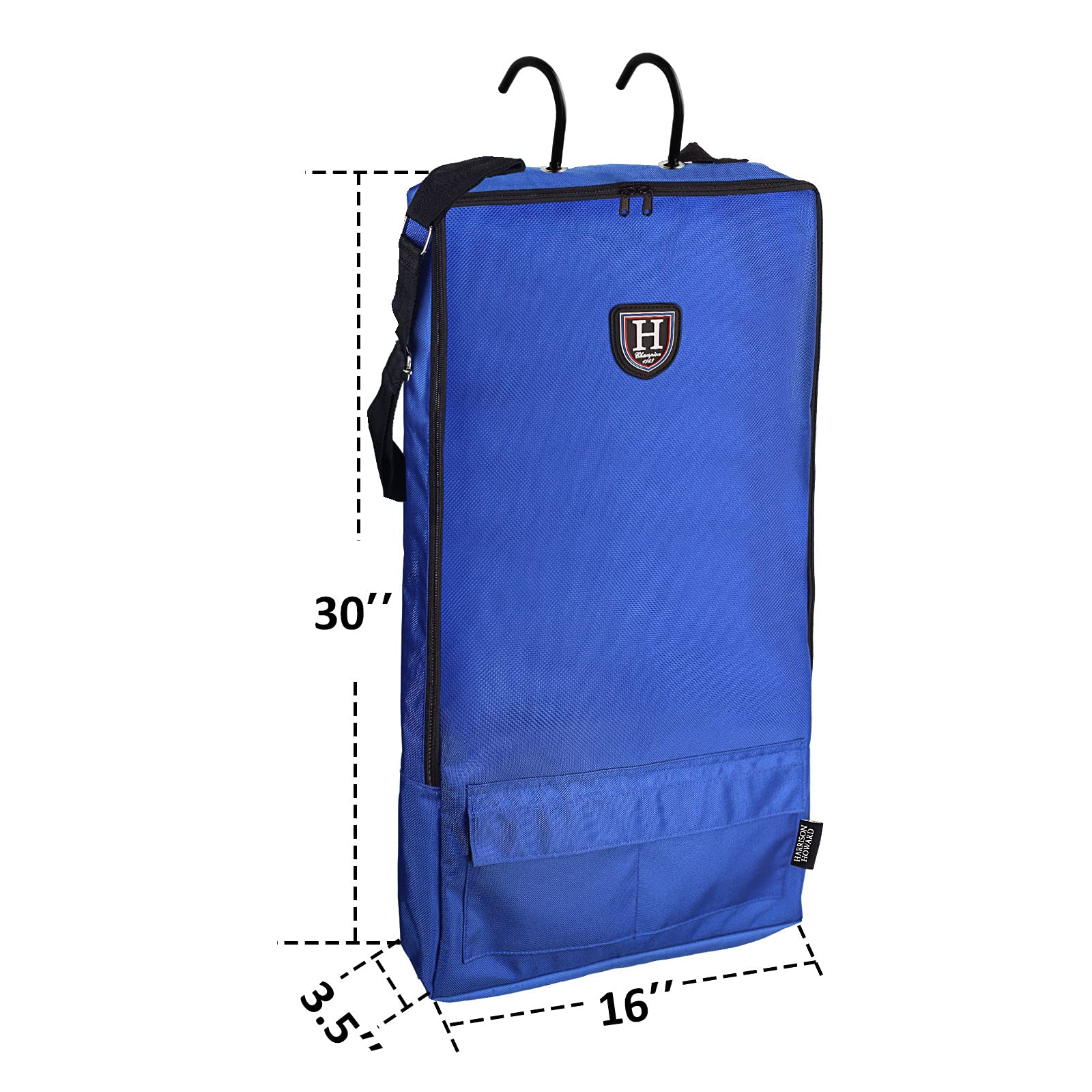Harrison Howard Waterproof Horse Tack Carry Bag with 3-Prong Tack Rack - Durable Bridle/Halter Storage Bag in Blue - Perfect for Equestrian Travel & Stable Organization