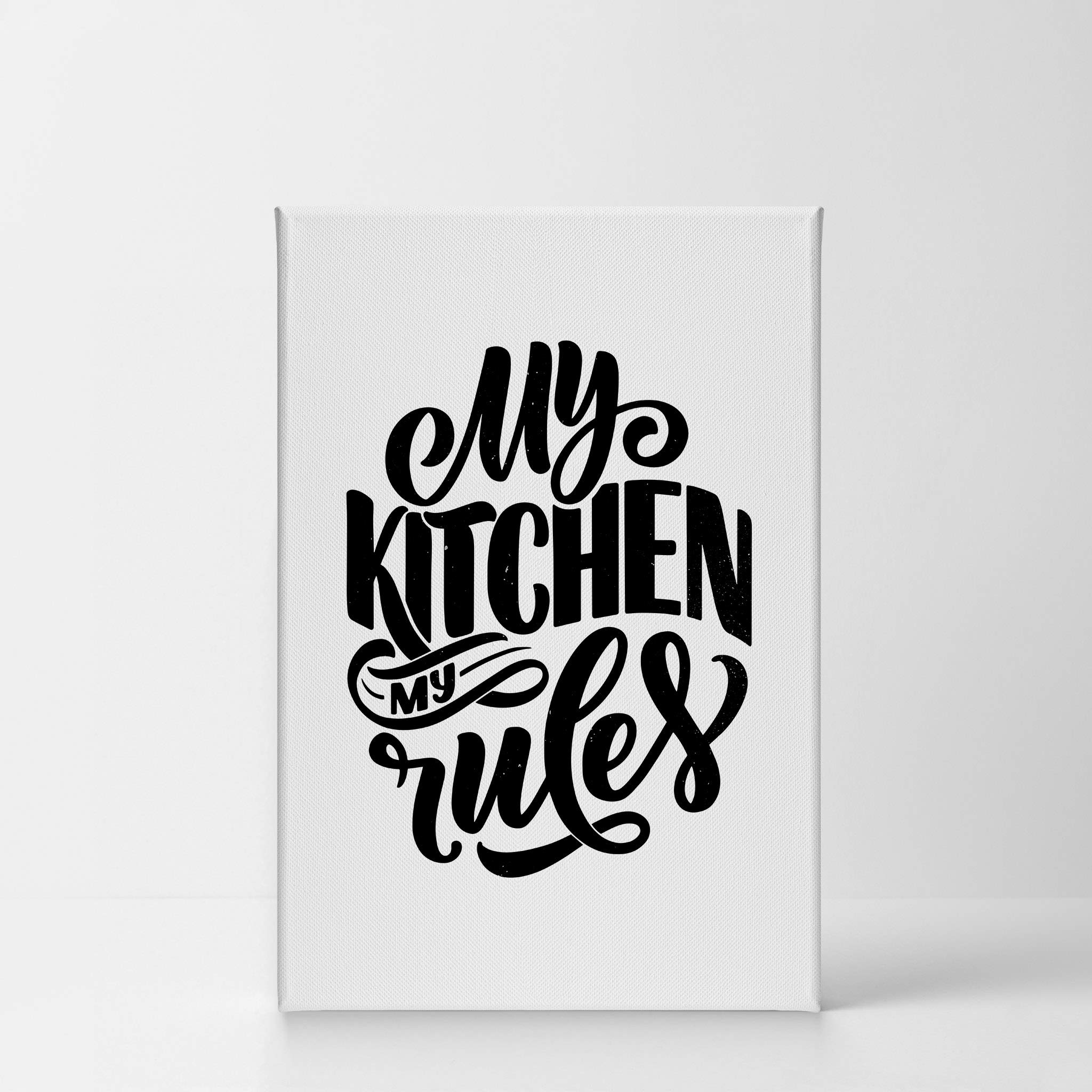 My Kitchen My Rules Quote Canvas Wall Art Print - 36x24 Inch Farmhouse Kitchen Decor for Dining Room, Restaurant & Cafe - Ready to Hang Modern Housewarming Gift for Home & Office