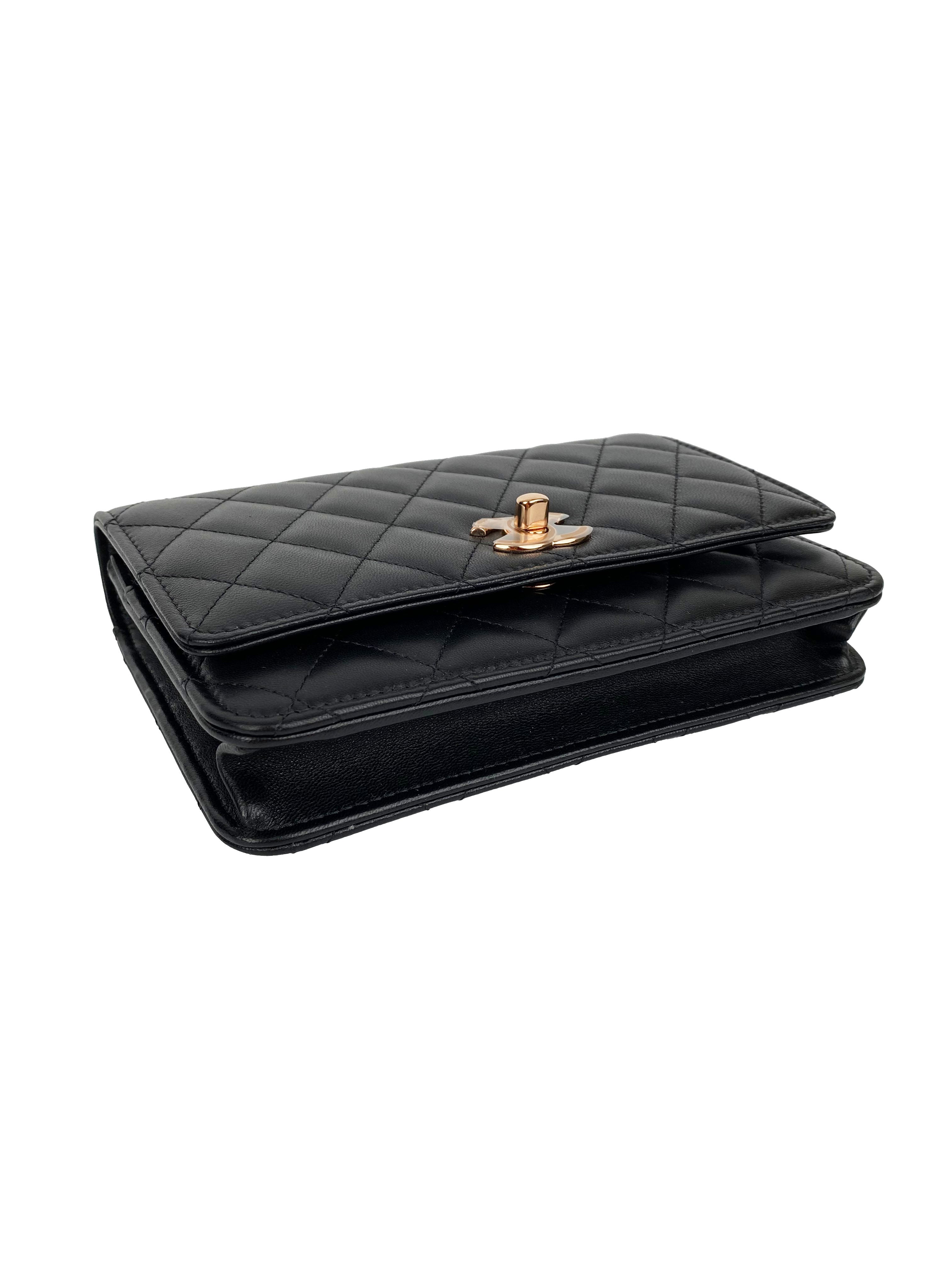 Chanel Black Trendy Wallet on Chain with Rose Gold Hardware - Stylish Crossbody Bag for Women, Perfect for Evening Parties, Date Nights & Special Occasions