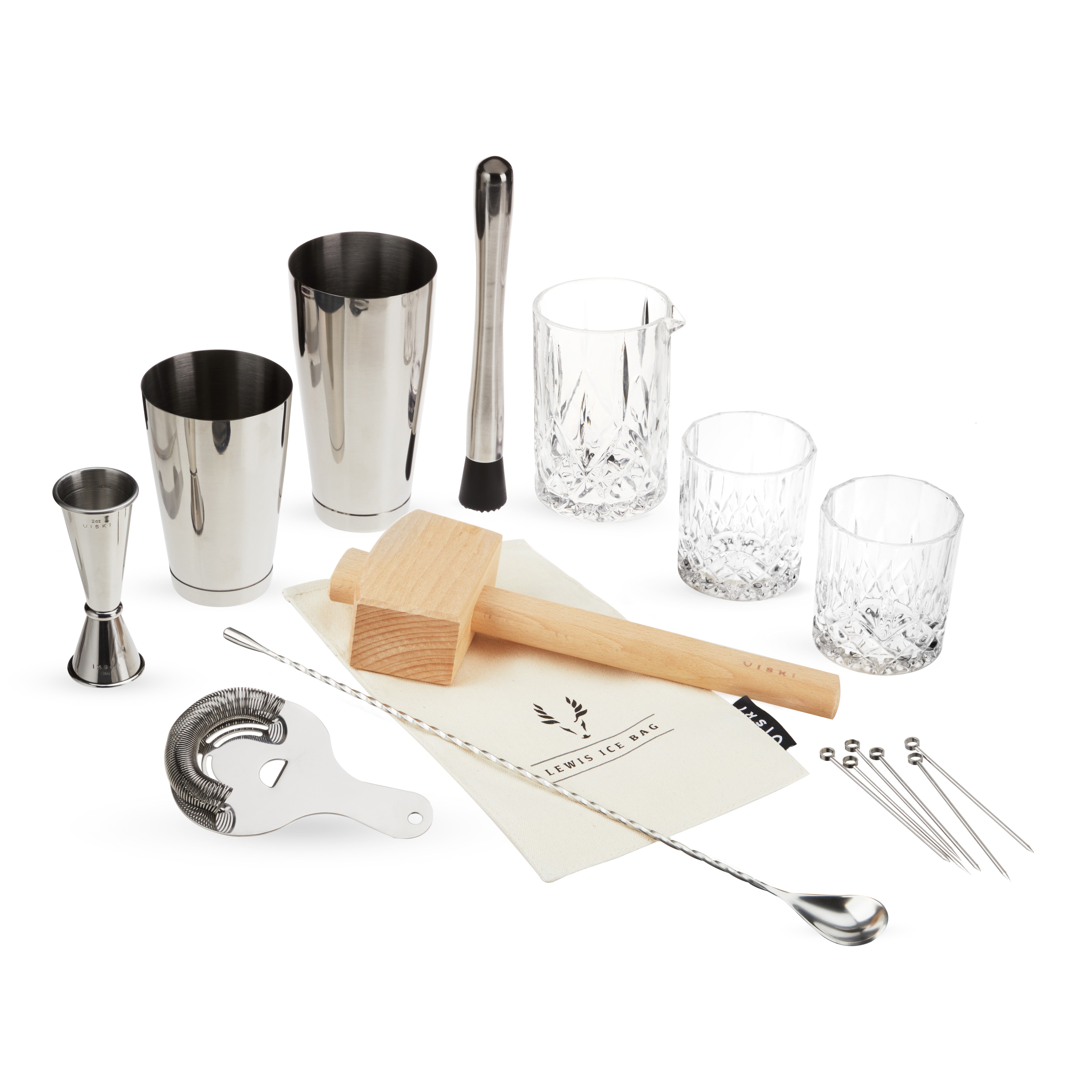 17-Piece Stainless Steel Barware Set - Cocktail Shaker, Jigger, Strainer & More - Perfect for Home Bars, Parties & Mixology Enthusiasts