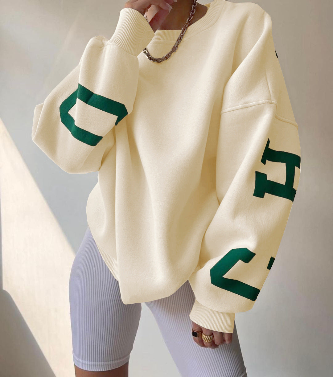 Trendy Printed Thickened Long Sleeve Sweatshirt for Women - Casual Fashion Pullover Top 1890 - Perfect for Fall Outfits, Streetwear & Cozy Loungewear