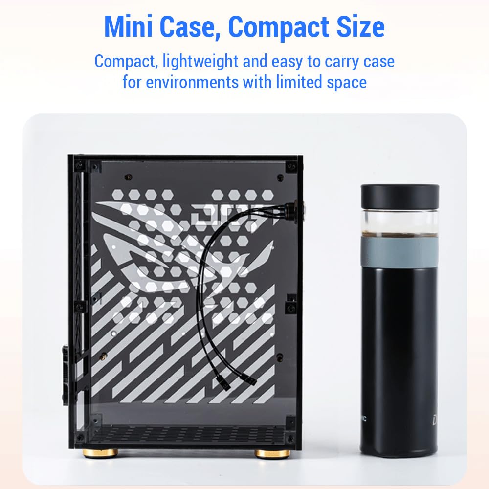 Portable Small Computer Case - Compact Plexiglass PC Enclosure for Mini-ITX Motherboard with FLEX Power Supply | Ideal for Home Office, Gaming & Compact Desktop Builds
