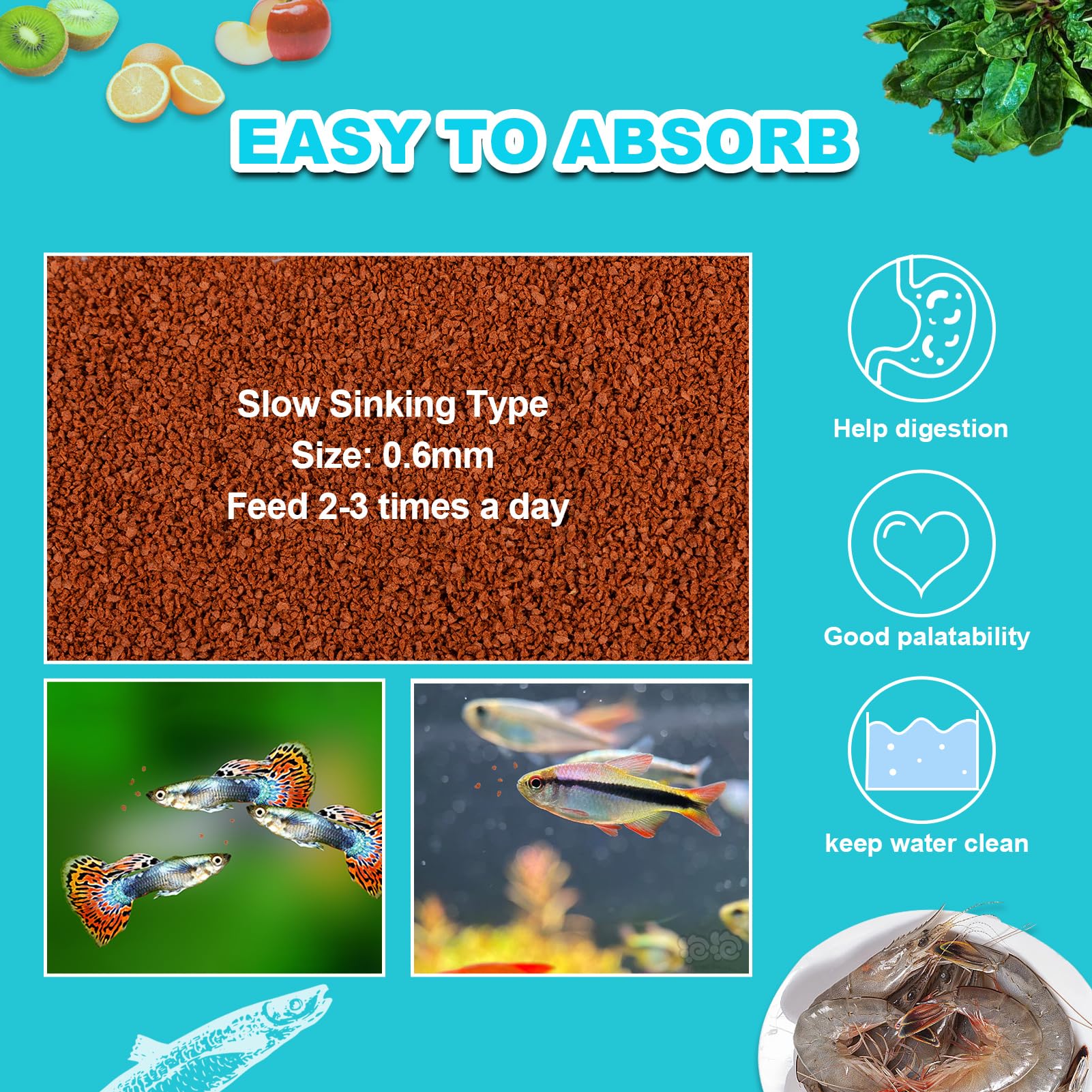Premium Micro Pellets Fish Food - All Natural Protein Rich Diet for Betta, Guppy, Angelfish & Zebrafish | Color Enhancing Tropical Fish Food (2.8oz) | Ideal for Daily Feeding & Aquarium Maintenance
