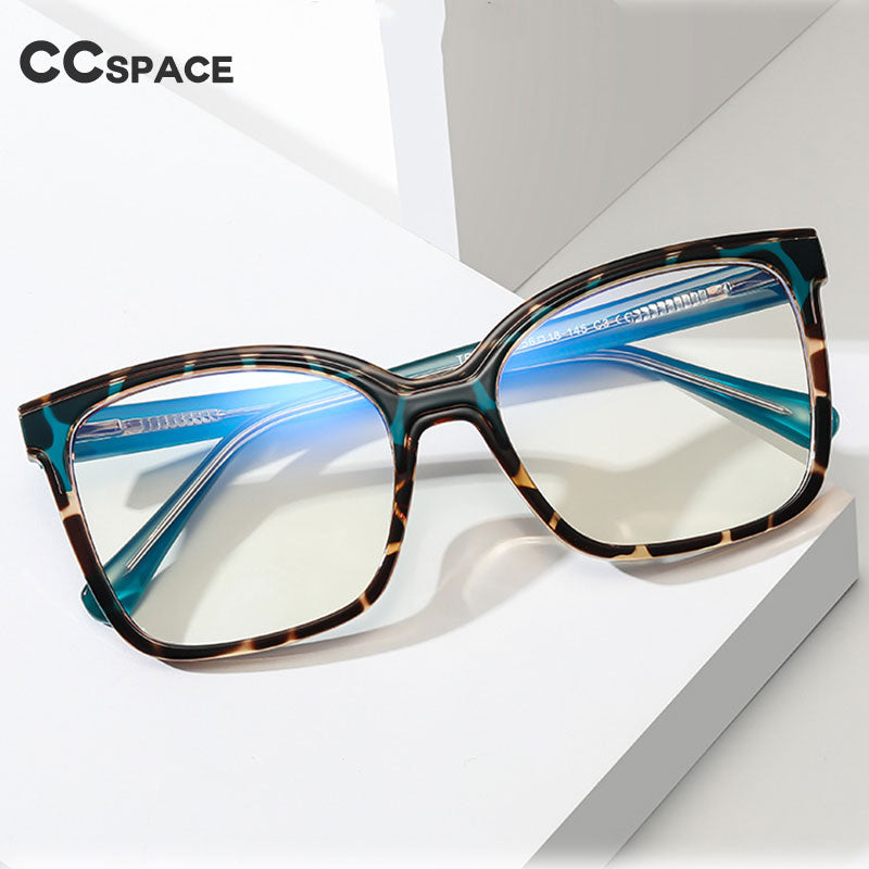 CCspace Women's Full Rim Large Square TR90 Alloy Eyeglasses Frame 55388 - Lightweight & Durable Eyewear for Work, Reading & Fashion