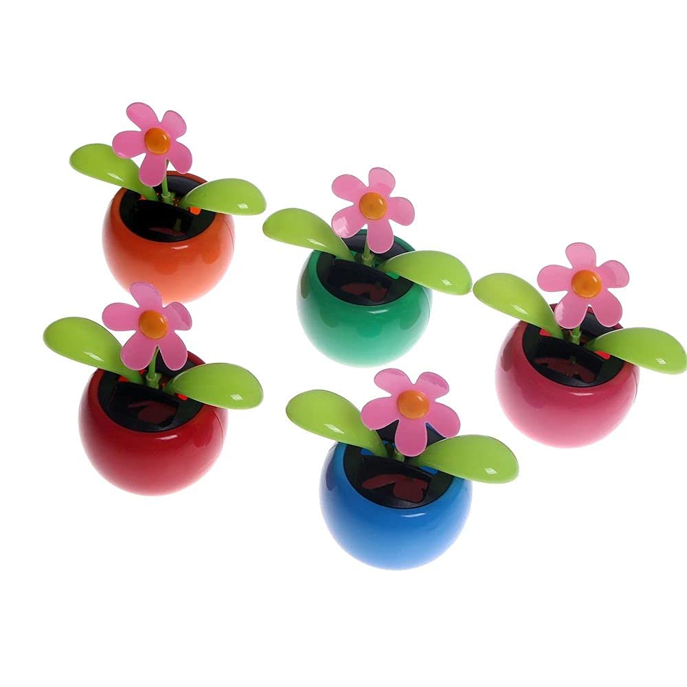 Solar Powered Swinging Toy Car Dashboard Ornament - Green Solar Dancing Flower Car Decor for Decoration & Fun (Perfect for Car Interior, Office Desk, Home Decor & Gifts)