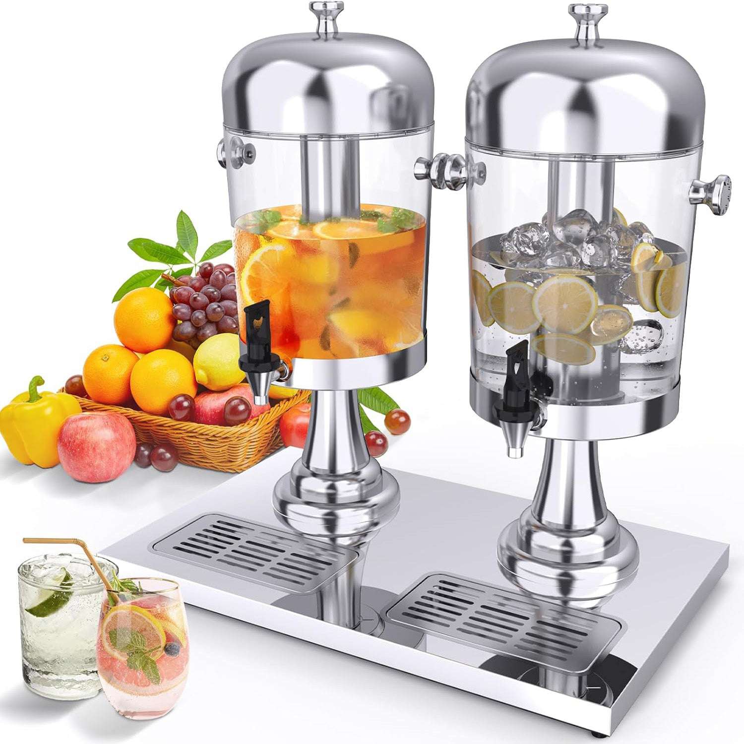 16L Commercial Stainless Steel Juice Dispenser for Restaurants & Buffets - Gold Drink Container for Parties, Catering & Events