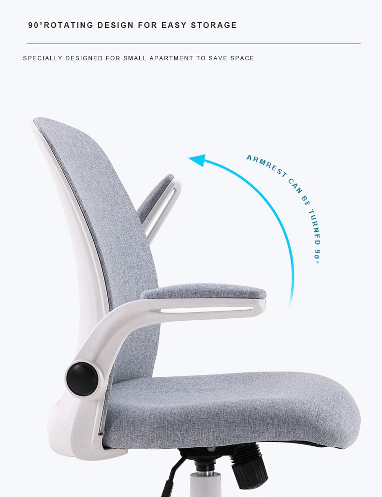 Ergonomic Office Chair with Adjustable Armrests & High Back Support - Breathable Linen Swivel Desk Chair for Home & Executive Workspaces - Perfect for Long Hours of Comfortable Sitting
