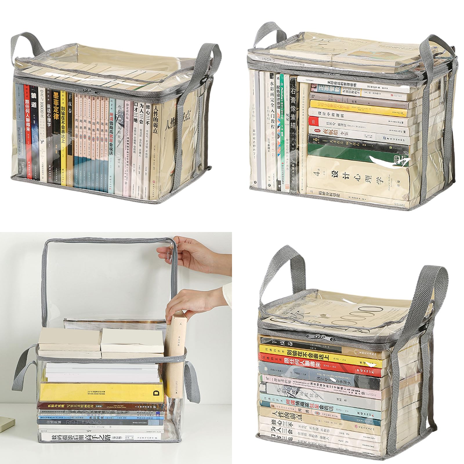 Foldable Waterproof Book Storage Box - Clear Plastic Toy & Clothes Organizer for Dorm, Home, Kids Room | Portable Bookcase & Wardrobe Storage Solution for College Students & Small Spaces