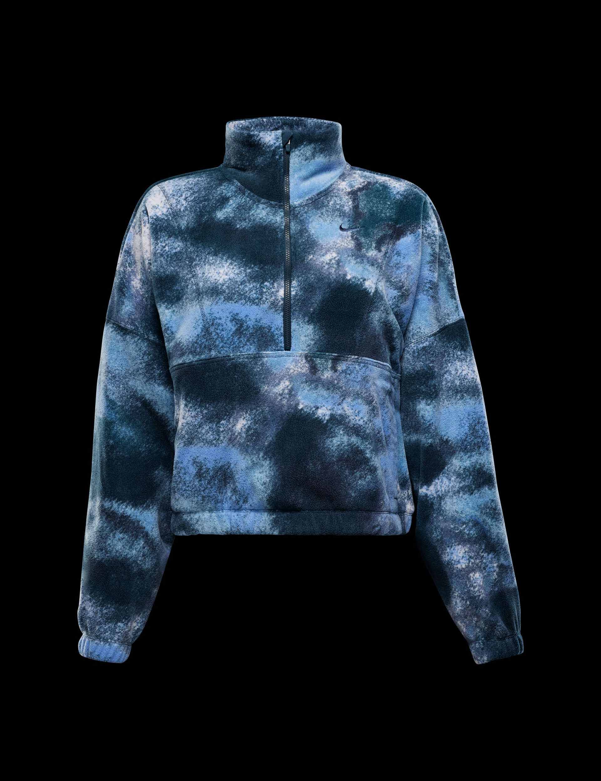 Oversized 1/2 Zip Fleece Printed Top for Women - Armory Navy | Cozy Winter Pullover for Casual Outfits & Outdoor Activities