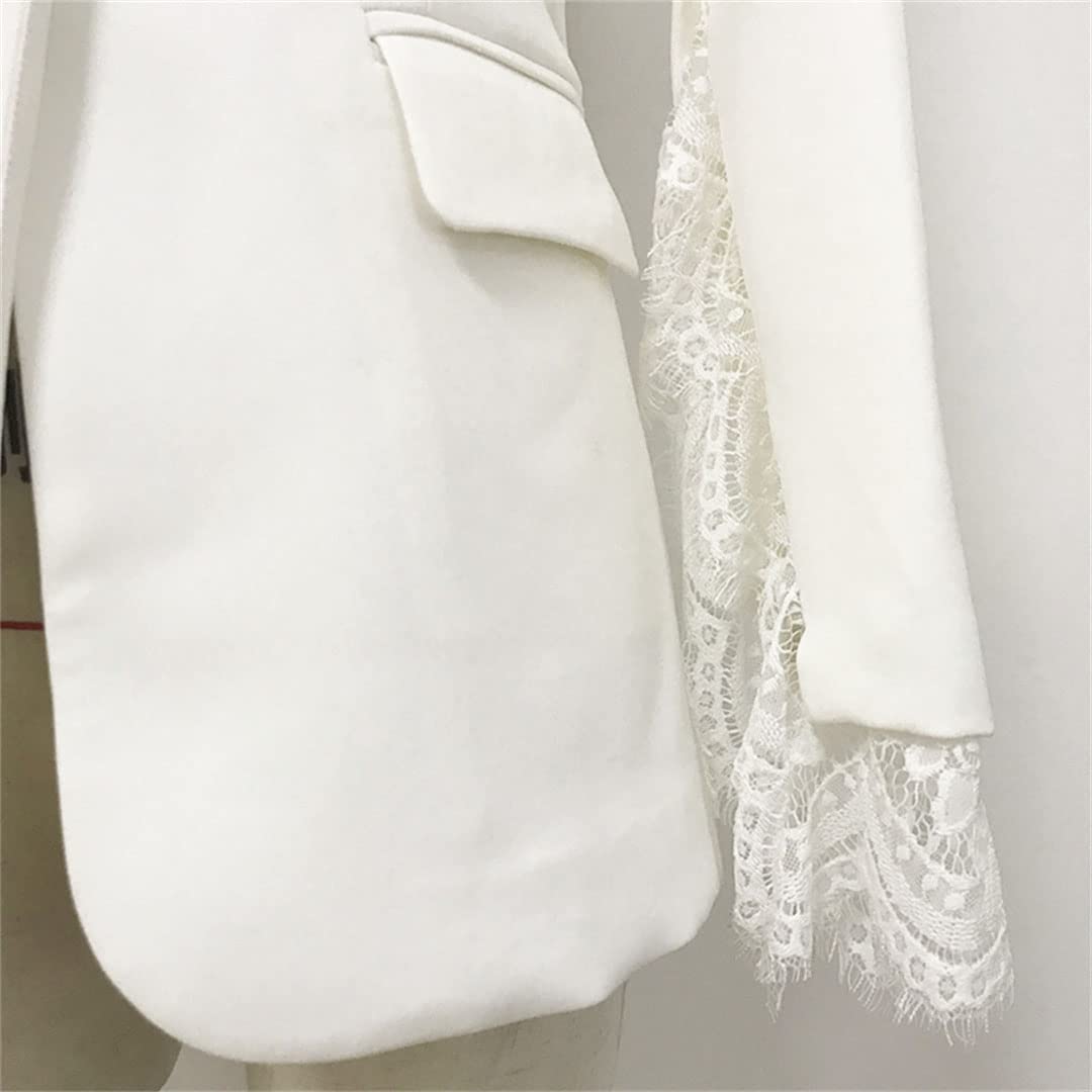 Women's Blazer Dress - Sexy Formal Work Office Jacket with Lace Fringe & Slit Sleeves | One Button Suit Coat for Business Meetings, Cocktail Parties & Office Wear