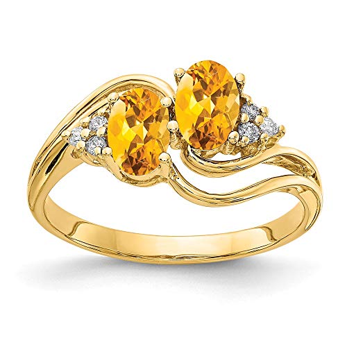 14k Yellow Gold Oval Citrine Diamond Ring for November Birthdays & Engagements