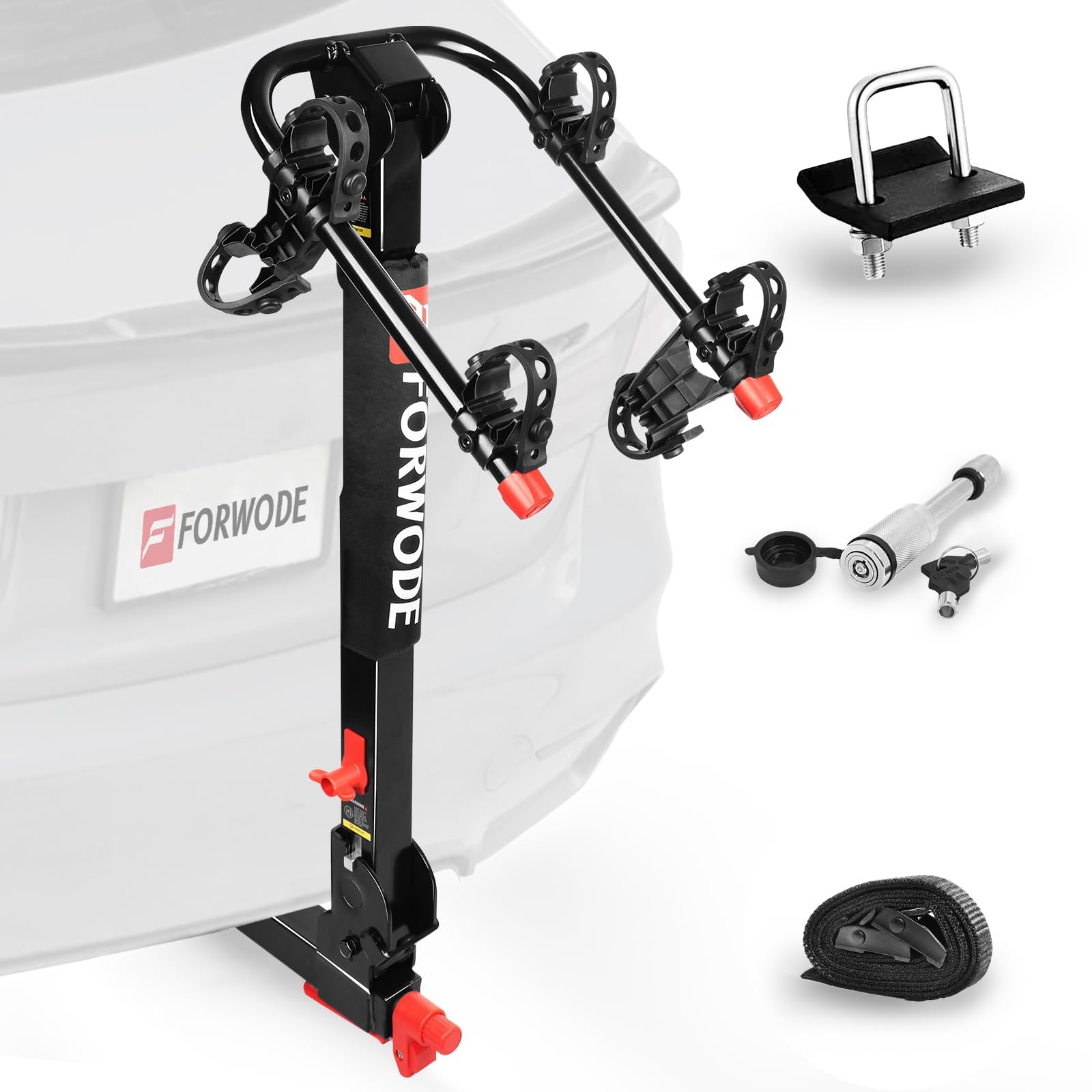 2-Bike Hitch Mount Rack for Cars - Holds 2 x 35 lbs Bicycles, Quick Release, Foldable & Wobble-Free Design with Hitch Lock - Fits 2-Inch Receiver | Perfect for Road Trips, Camping & Outdoor Adventures