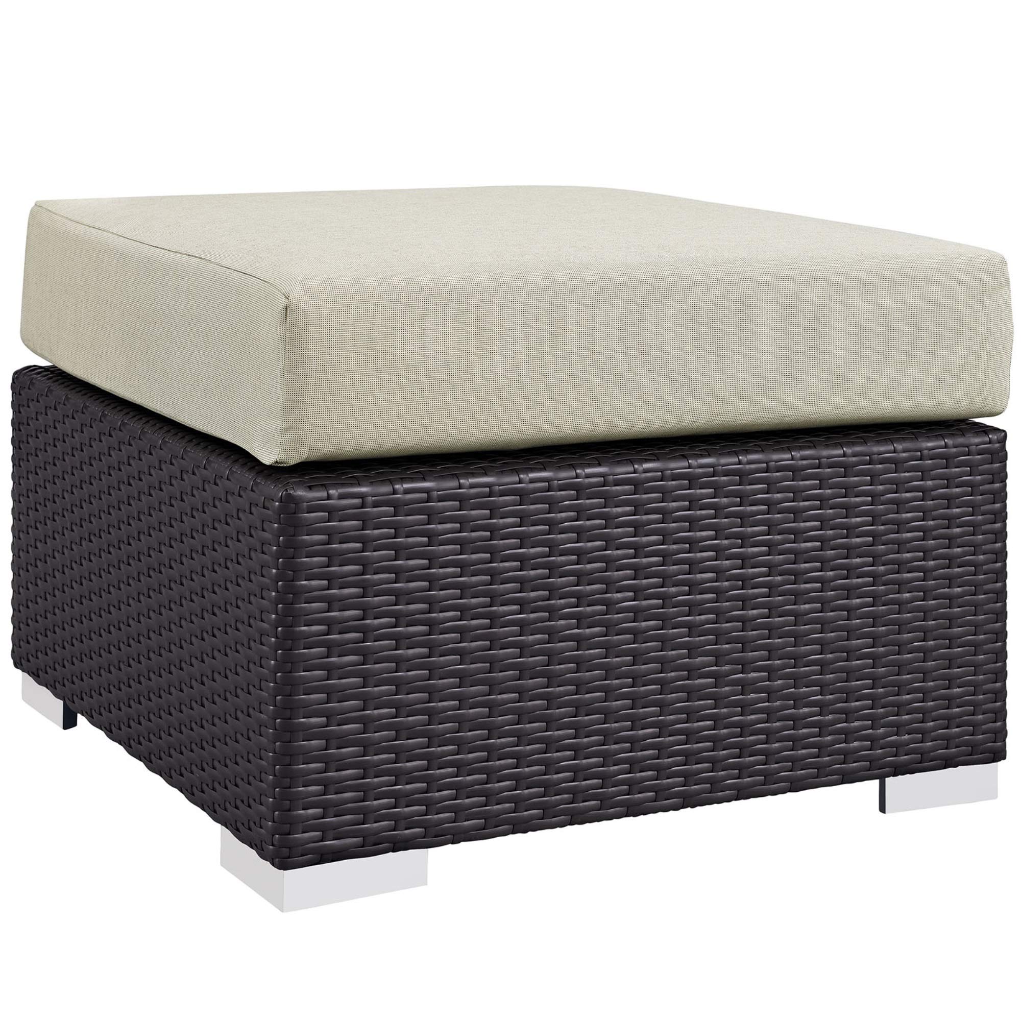 Ergode Convene Outdoor Sectional Ottoman - Durable Rattan Weave with Aluminum Frame & All-Weather Cushions - Perfect for Patio, Backyard, Poolside Lounging & Garden Relaxation