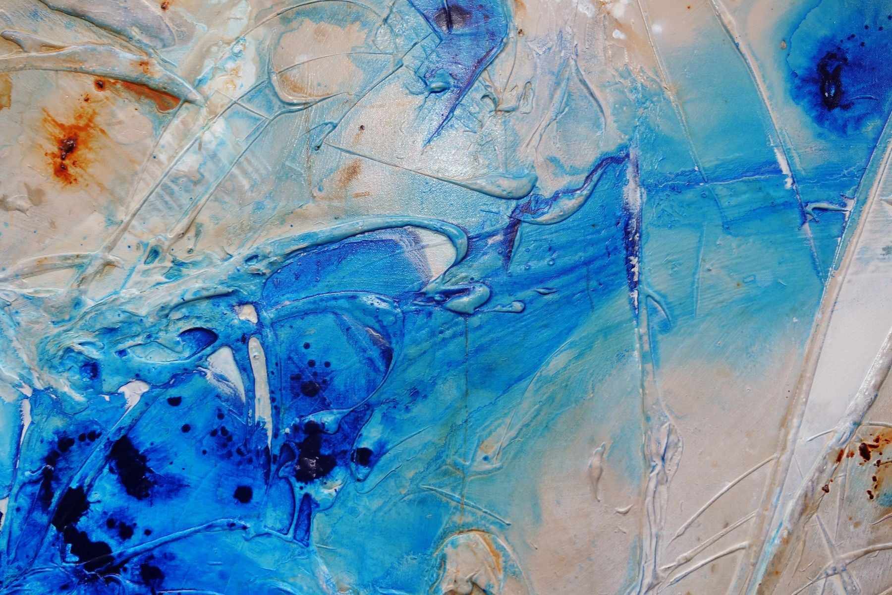 Casbah Rush 190cm x 100cm Blue Cream Textured Abstract Canvas Art - Modern Wall Decor for Living Room, Bedroom & Office