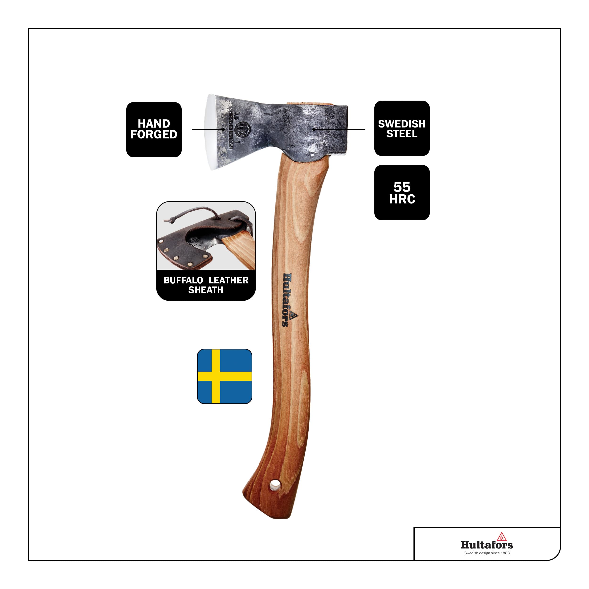 Hultafors AV08417010 Outdoor Climbing Axe - Durable Fulton Hatchet for Camping, Hiking & Survival Gear | Perfect for Wood Cutting, Bushcraft & Outdoor Adventures