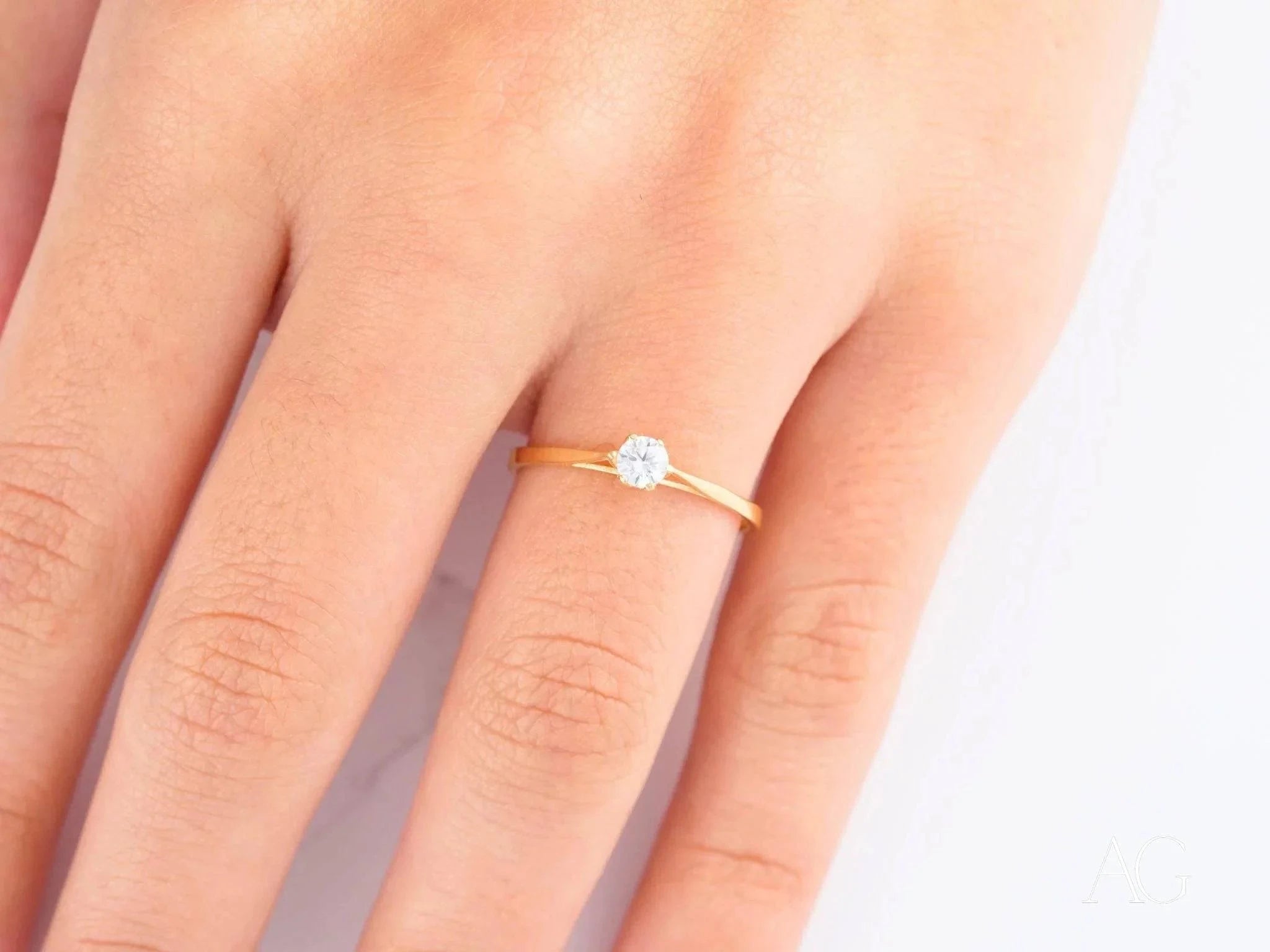 18K Yellow Gold CZ Ring for Women - Timeless Elegance & Everyday Luxury - Perfect for Weddings, Anniversaries, and Special Occasions