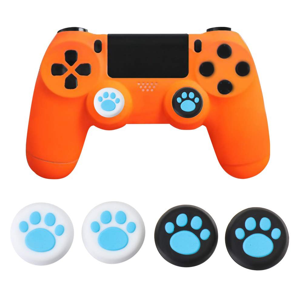 2 Pairs Silicone Analog Thumb Grip Caps for PS5, PS4, PS3, Xbox One X/S, Elite, Switch Pro, Xbox 360 & Wii U Controllers - Cute Cat Paw Design for Enhanced Gaming Comfort (Perfect for Long Gaming Sessions & Improved Grip)