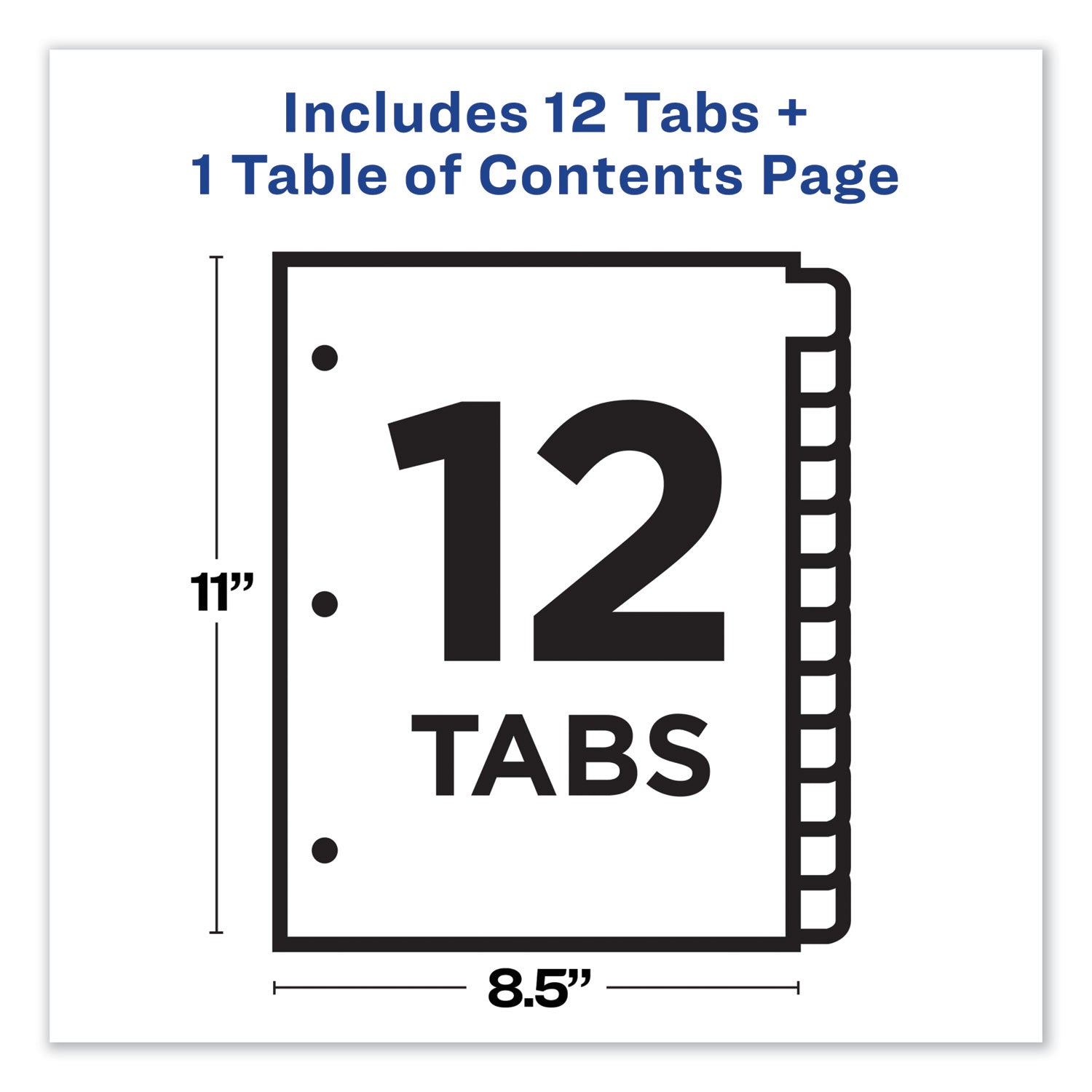 Avery Customizable TOC Ready Index Dividers - 12 Tab Black & White Dividers (1-12, 11
