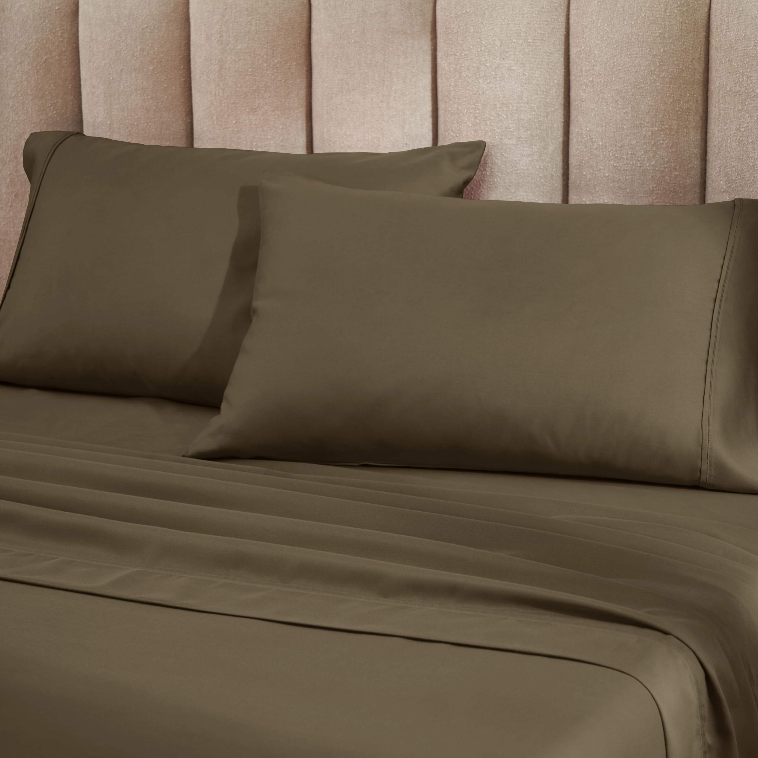 Premium 2-Piece Cotton Blend Pillowcase Set - Soft Solid Standard Size Bedding (20x26 inches) in Elegant Taupe | Perfect for Master Bedroom, Guest Room & Hotel Decor