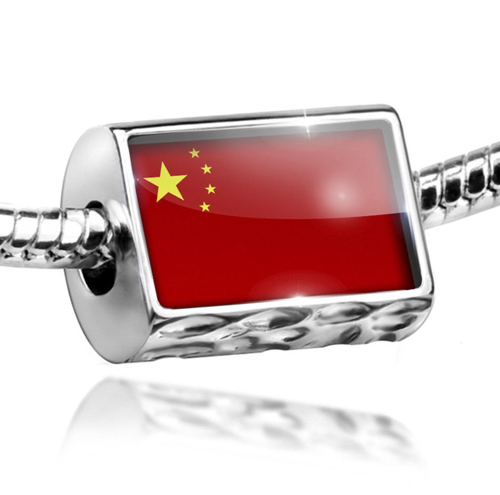 Chinese Flag Charm Bead - Compatible with European Bracelets for Patriotic Jewelry & DIY Crafting