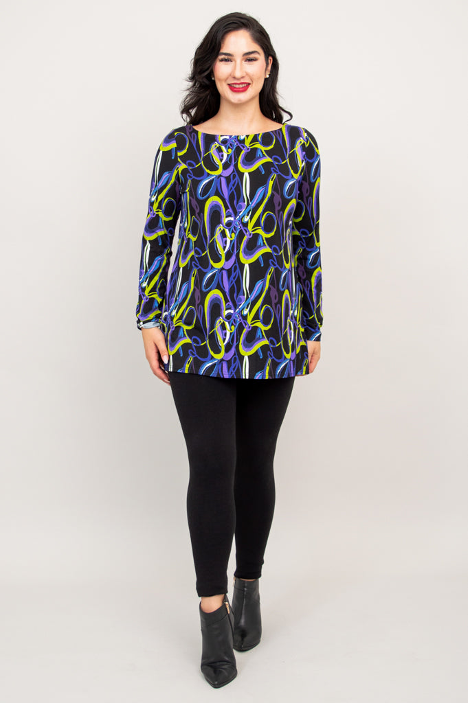 Stylish Cheerful Tunic with Swiggle Print - Soft Bamboo Fabric - Perfect for Summer Outings & Casual Wear
