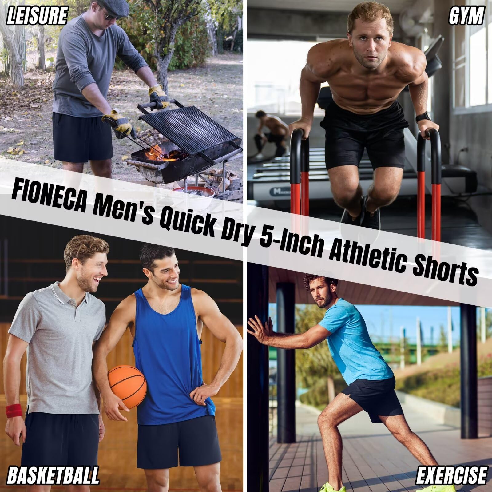 3 Pack Men's 5 Inch Athletic Running Shorts - Quick Dry Gym Workout Shorts with Zip Pockets for Jogging, Training & Outdoor Activities