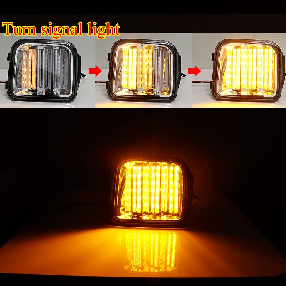 Clear Lens Switchback White/Amber Sequential LED Turn Signal Lights - Compatible with 2006-2010 Hummer H3 & H3T Front Bumper Corner Side Marker - Perfect for Off-Roading, Night Driving & Enhanced Visibility