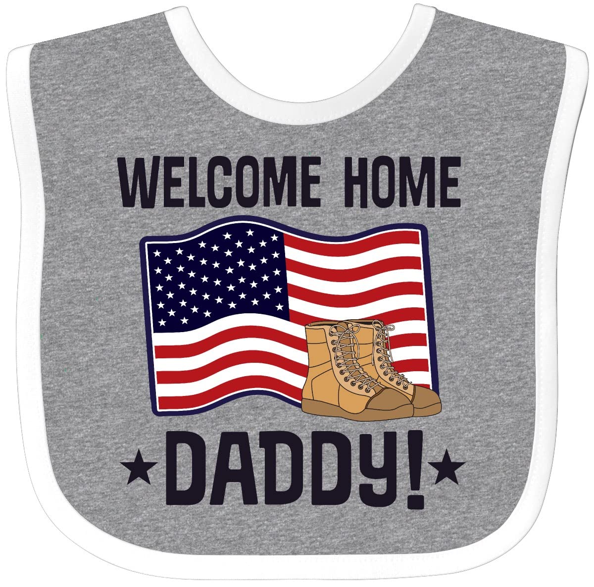 Inktastic Military Daddy Welcome Home Baby Bib - Cute & Soft Cotton Bib for Newborns & Infants - Perfect for Homecoming, Military Reunions & Special Occasions