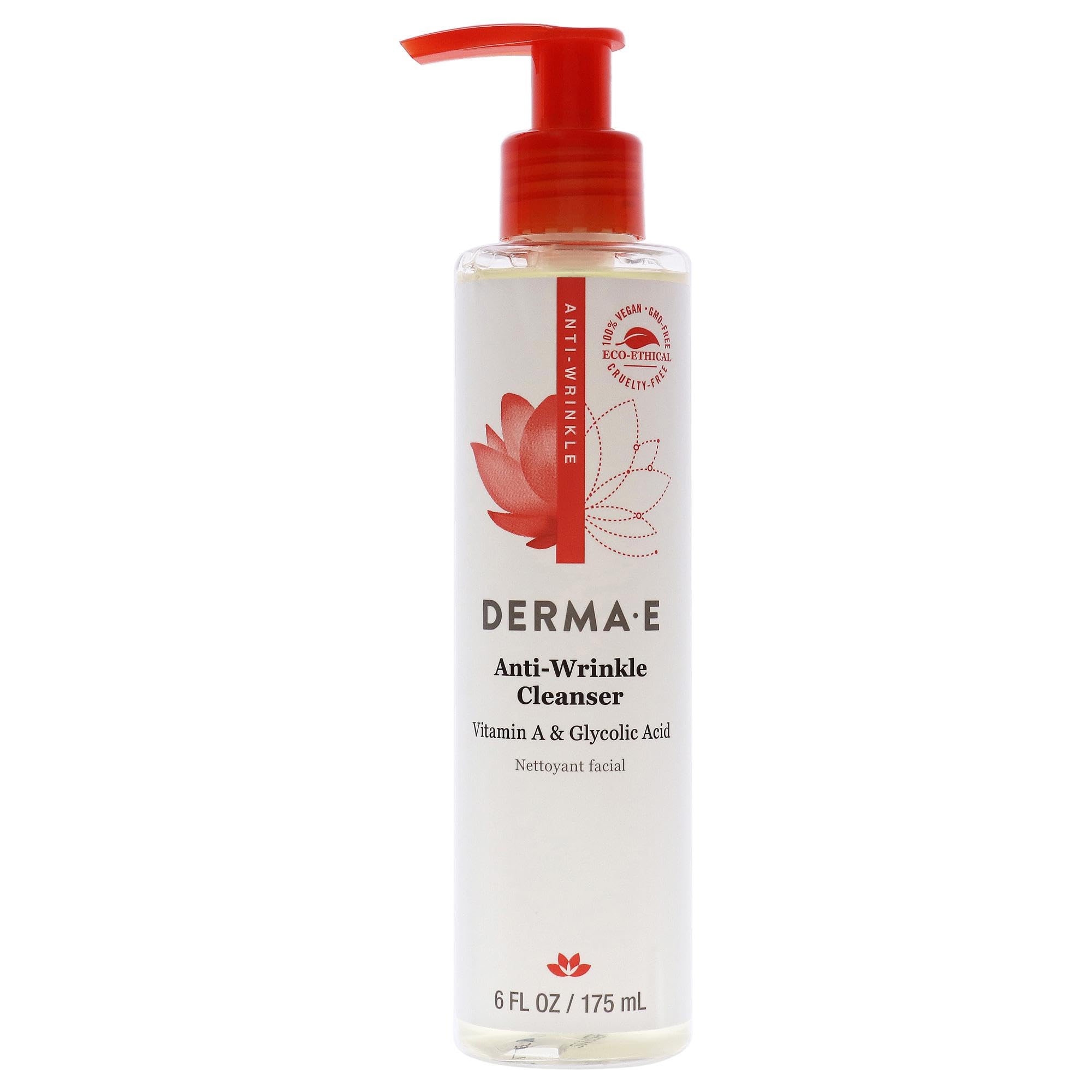 Derma E Anti-Wrinkle Skincare Set - Glycolic Acid Face Wash, Retinol Serum & Renewal Cream with Vitamin E (6oz Cleanser + 1oz Serum + 4oz Cream + 0.5oz Eye Treatment) - Daily Anti-Aging Routine for Mature Skin