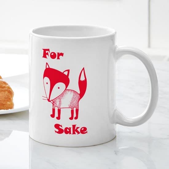 For Fox Sake 11 oz Ceramic Coffee Mug - Funny Fox Design Coffee Cup for Office, Home & Gifts (325ml)