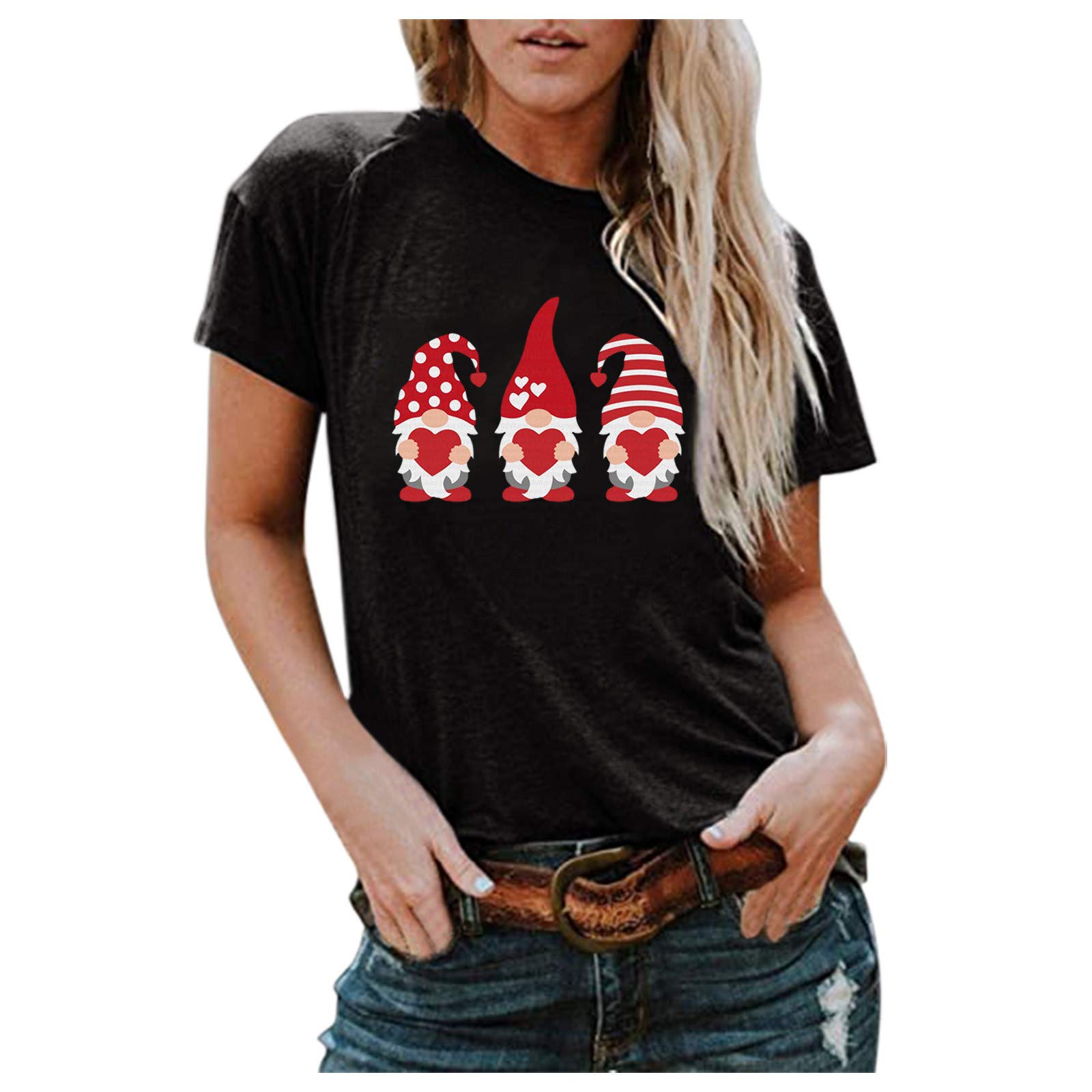 Women's Loose Fit Short Sleeve T-Shirt - Cute Printed Casual Blouse for Women (Black, XL) | Perfect for Summer Outfits, Beach Wear & Everyday Comfort