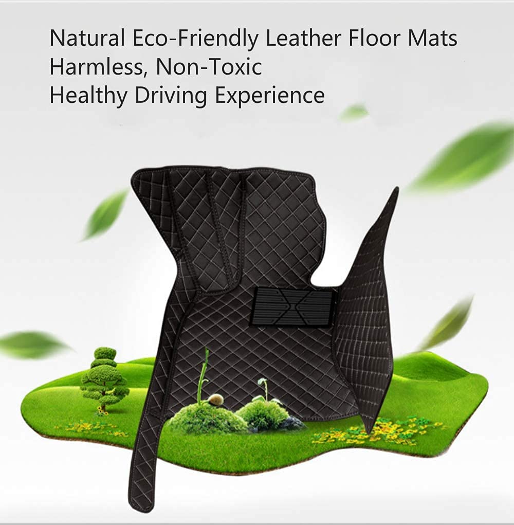 Custom Car Floor Mats for Sedan SUV Sports Car - Full Coverage Non-Slip Leather Liners with Black Yellow Strips - Universal Fit for 95% Vehicles - Durable Protection for Men & Women - Perfect for Daily Commute, Road Trips & All-Weather Use