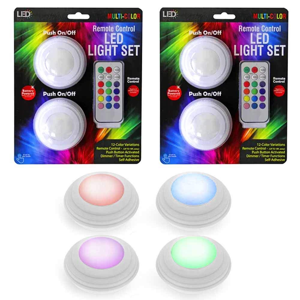4-Pack Wireless Remote Control LED Strip Lights - Self-Adhesive, Dimmable, Multi-Color Closet Lighting for Bedroom, Wardrobe, Kitchen, Cabinet & Home Decor