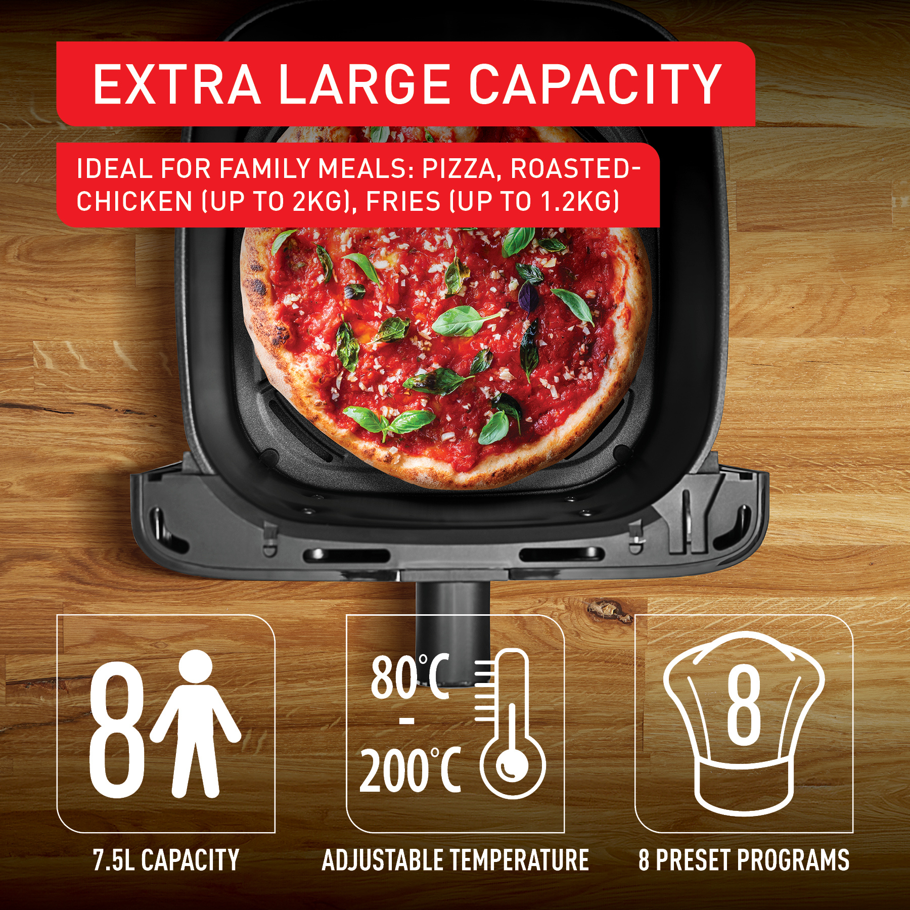 Tefal Easy Fry Mega 7.5L XXL Air Fryer EY855D - Large Capacity Digital Air Fryer for Healthy Cooking | Perfect for Family Meals, Snacks & Party Food