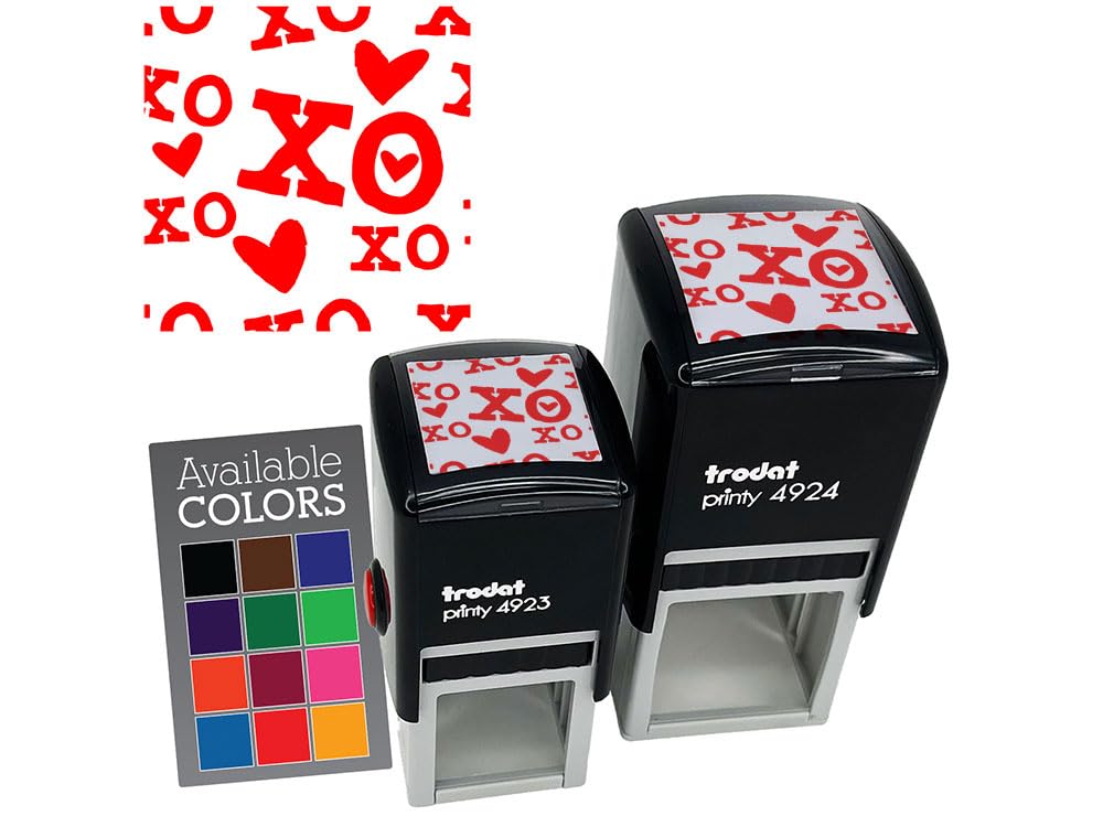 XO Love Heart Pattern Self-Inking Rubber Stamp - 1 Inch Small Blue Ink Stamper for DIY Scrapbooking, Card Making & Gift Wrapping