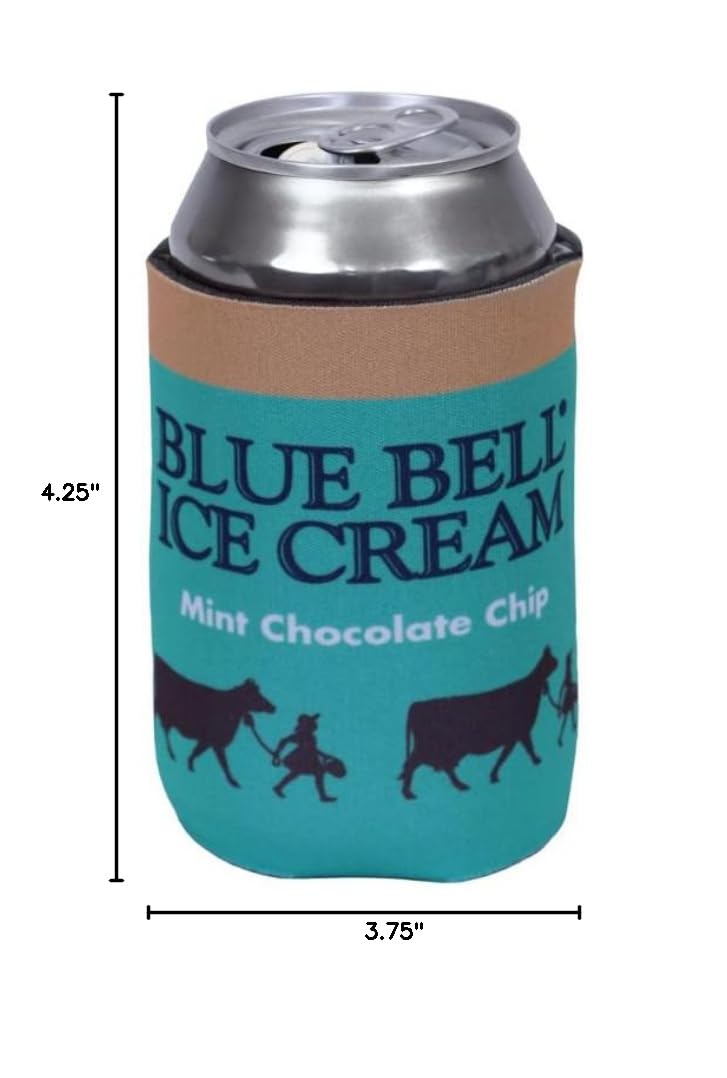 Blue Bell Ice Cream Beverage Can Koolie - Mint Chocolate Chip Flavor | Chilled Drink for Summer Parties, BBQs & Outdoor Events