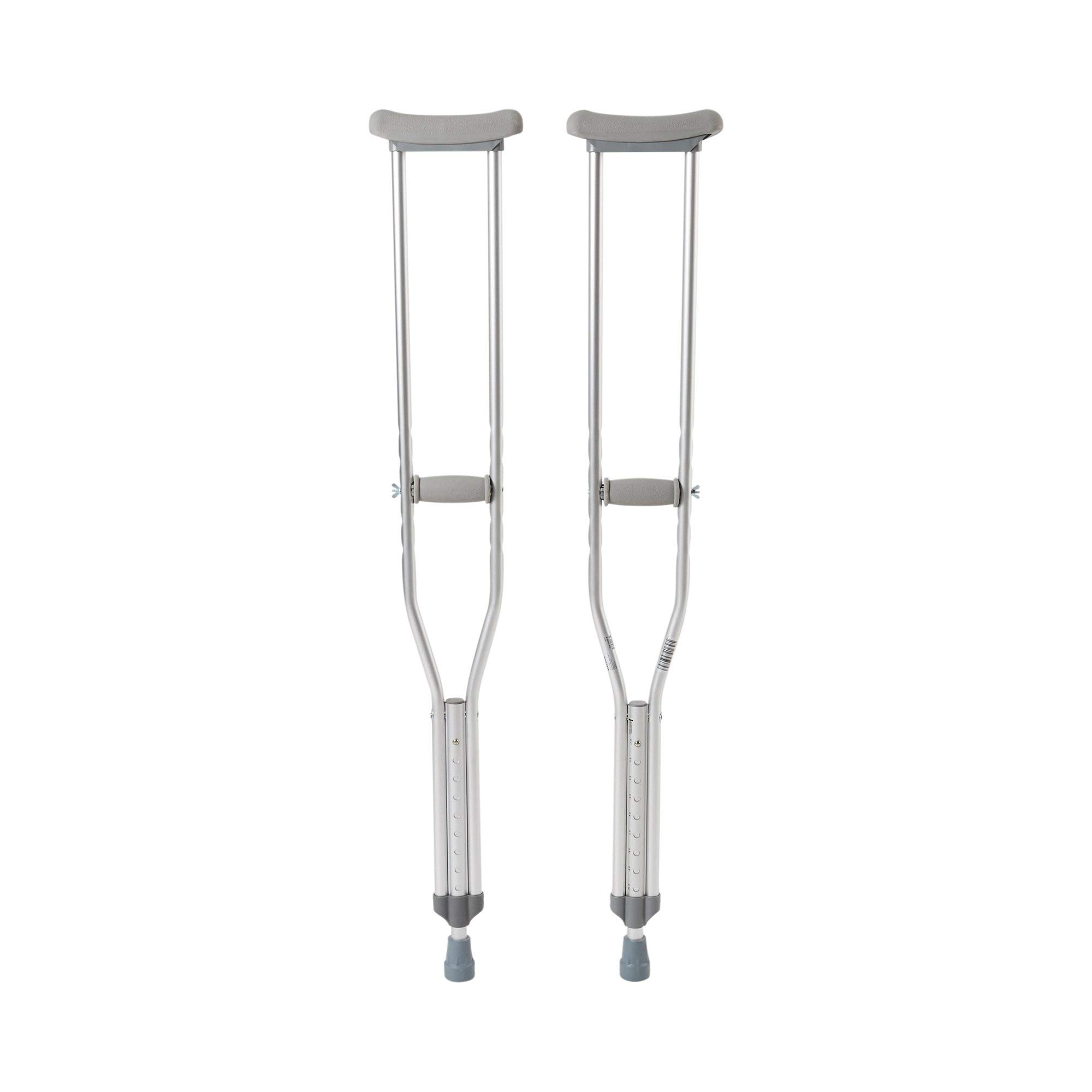 McKesson Aluminum Frame Underarm Crutches for Adults - Adjustable Height, 350 lb Weight Capacity, Push Button Mechanism (Set of 8) - Ideal for Injury Recovery, Mobility Assistance & Post-Surgery Support